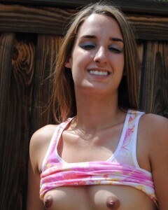 Sexy outdoor stripping after classes are finished