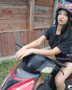 Neighbor takes off her clothes on my bike