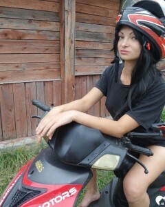 Neighbor takes off her clothes on my bike