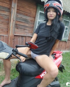 Neighbor takes off her clothes on my bike