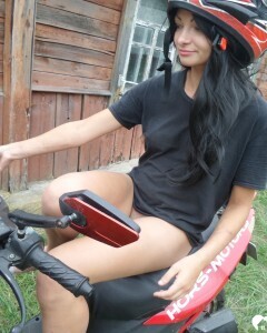 Neighbor takes off her clothes on my bike