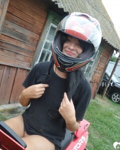 Neighbor takes off her clothes on my bike