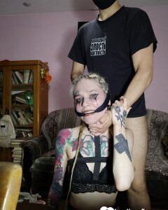 Stretching her mouth with my big cock