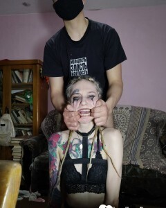 Stretching her mouth with my big cock