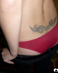 Smoking babysitter displays her pussy for the job