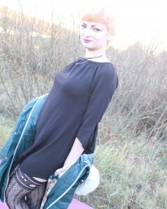 My girlfriend in stockings teases during a picnic