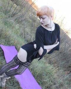 My girlfriend in stockings teases during a picnic