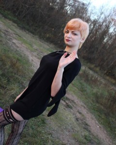 My girlfriend in stockings teases during a picnic