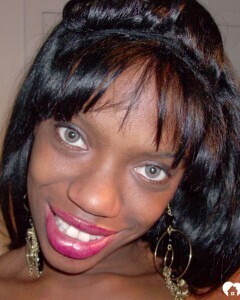 Ebony beauty strips off her fishnet shirt