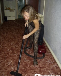 Kinky girlfriend in pantyhose fools around the apartment