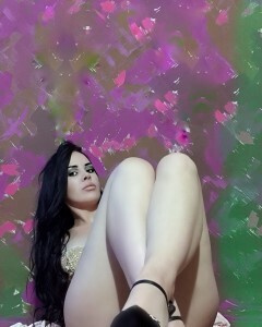 Brunette with a big booty in high heels