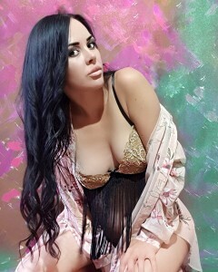 Brunette with a big booty in high heels