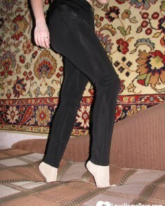 Nerdy babe keeps her sparkly socks on