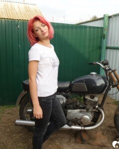 Redhead babe really likes my new bike