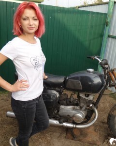 Redhead babe really likes my new bike