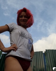 Redhead babe really likes my new bike