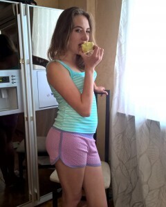 Nerdy cutie tries on some sexy clothes