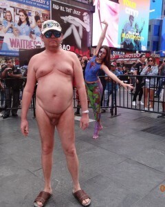 I am nude on Tlmes Square, New York