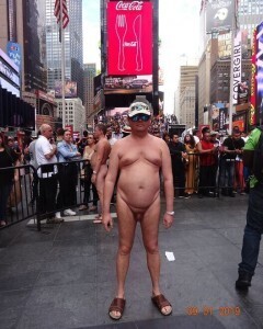 I am nude on Tlmes Square, New York