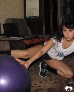 Working out on a ball got me wet