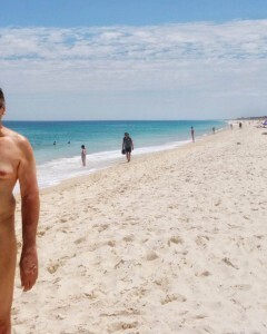 True nudist flashing on the beach