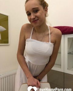 Teasing on a public staircase while naked