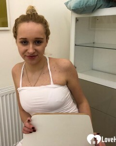 Teasing on a public staircase while naked