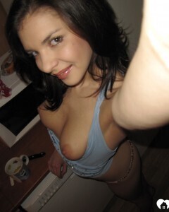 Busty teen gives a peak of her ass