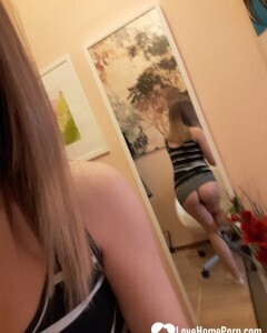 Sensational brunette loves posing in her socks