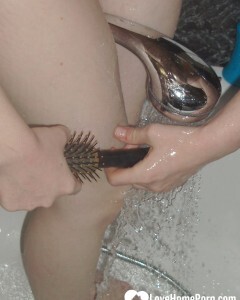 Hot brunette girlfriend shaving her pretty pussy