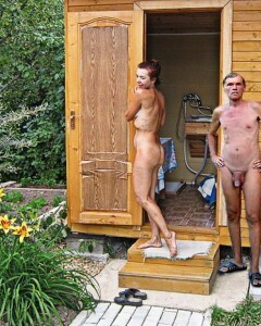 Naked couple in the village