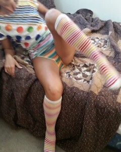 Babe with cute socks shows her dildo skills