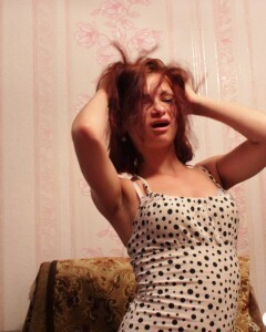 Redhead babe in stockings wants a hard cock